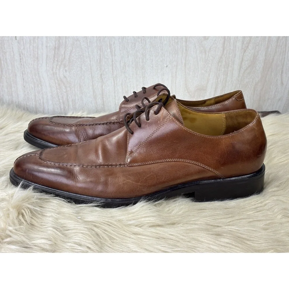 Cole Haan Dress Shoes Mens 15M Brown Leather Split Apron Toe Oxford Derby